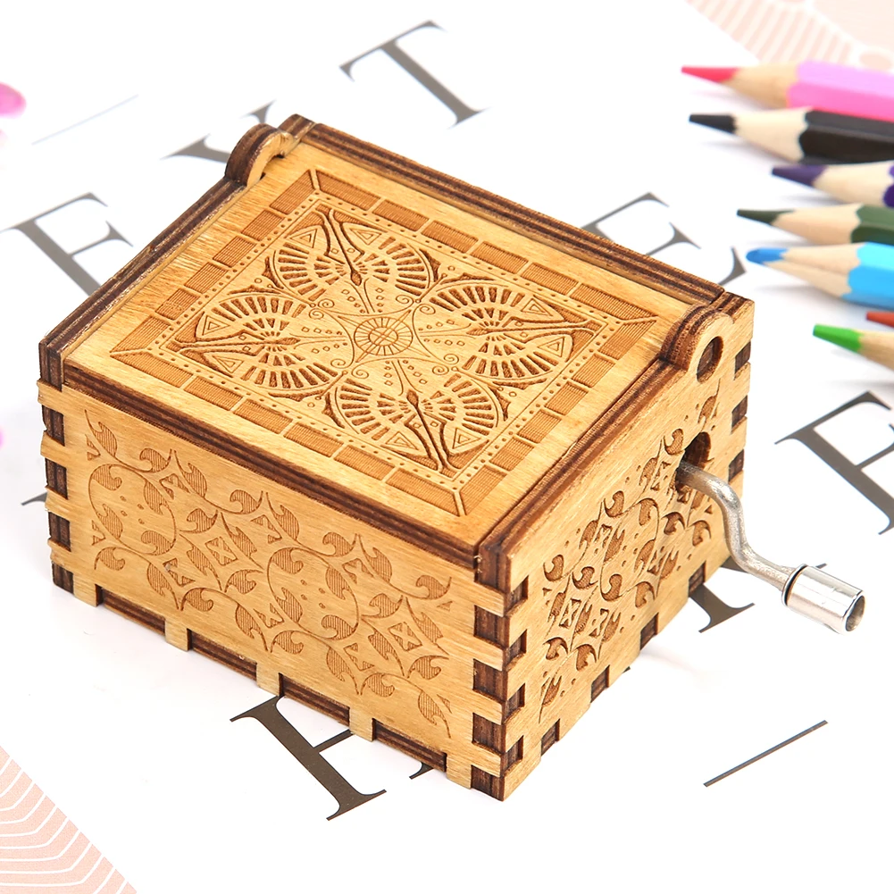 Wooden Music Box Multifunctional Manual Carved Music Box Household Decor Classic Wooden Melody Box Creative Queen Birthday Gifts 6