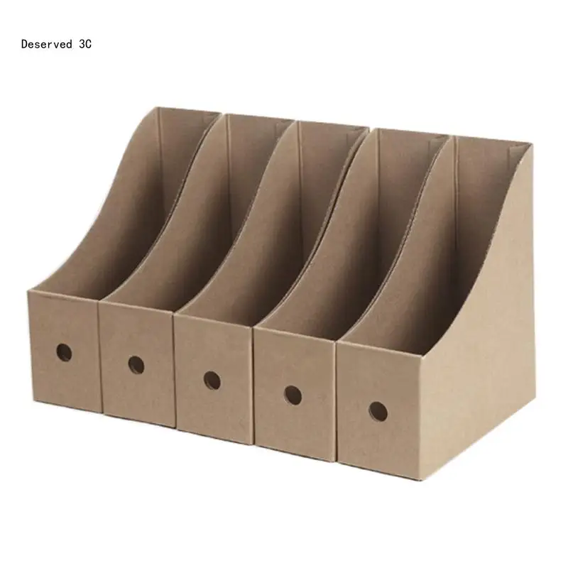 

R9CB Magazine File Holder, Cardboard Magazines Holders Document Storage Box Kraft Paper File Folder Divider Desktop