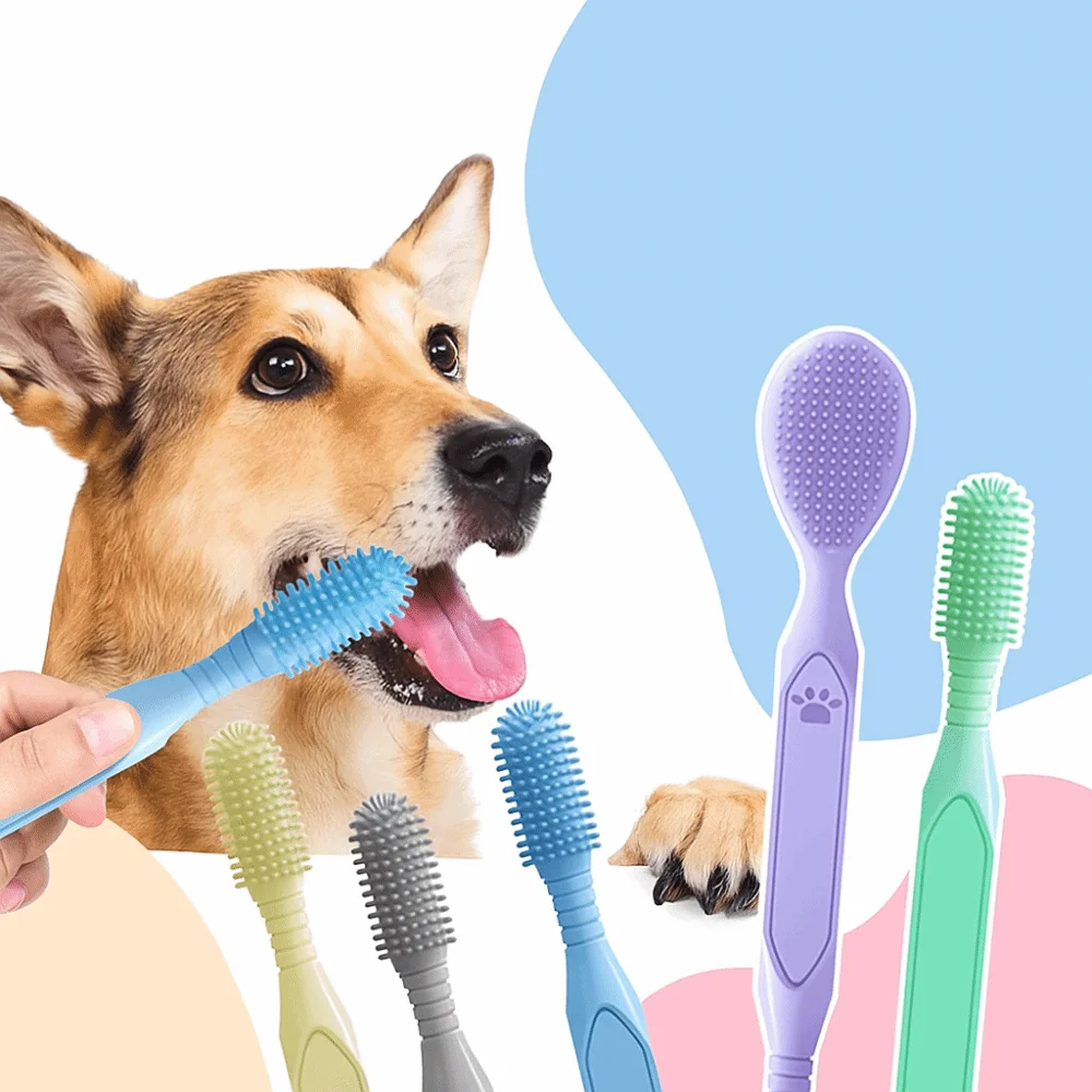 Practical Double Head Dog Toothbrush Durable Effort-saving Pet Teeth Cleaning Brush Gentle Oral Cleaning Tools Oral Care