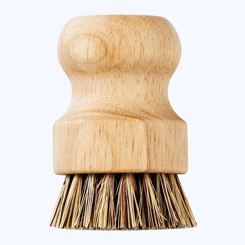 Solid Wood Dishwashing Brush Pot Brush Short Handle Sisal Dishwashing Utensil Household Coconut Palm Dishwashing Brush Kitchen