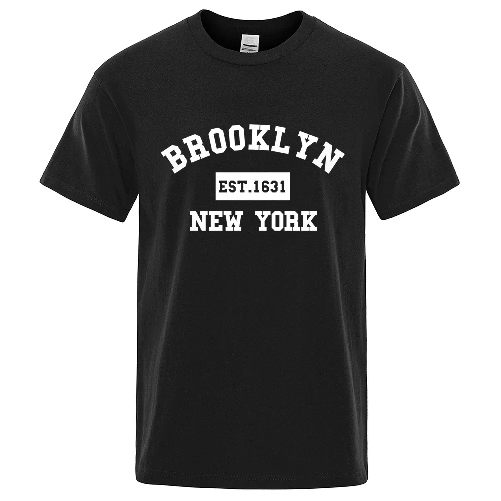 

Новый Бруклин ЭСТ. Футболка мужская с надписью New York, Повседневная Свободная хлопковая Футболка с принтом, лето 1631