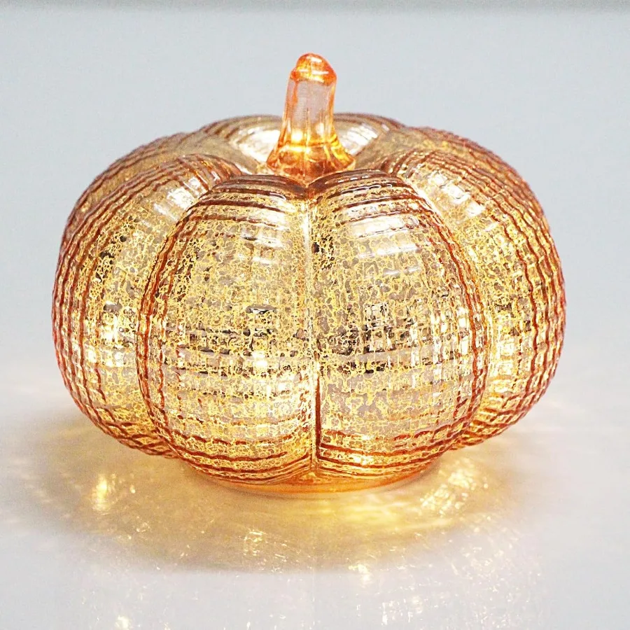 Rustic Decorative BatteryOperated LED Pumpkin Lights with Timer for Halloween and Thanksgiving Events Rosegold GridPatterned De