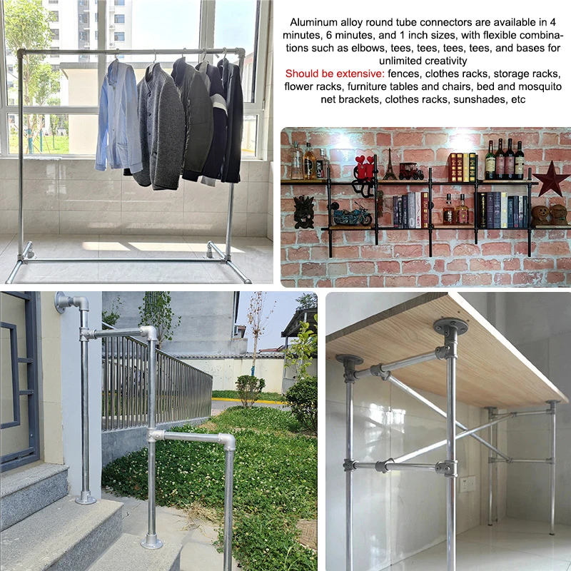 1Pc Aluminum Alloy Connector Elbow Tee Base Flat Three-dimensional Fitting Connection Fastener 20/25mm Steel Tube Shelf Parts