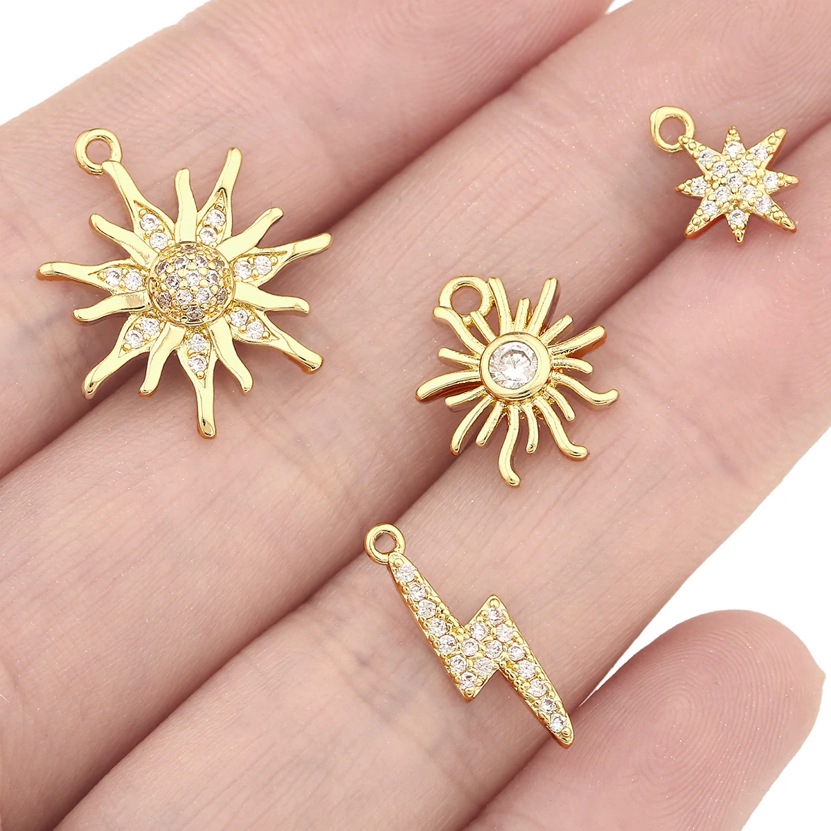 Pendentif en forme de soleil en laiton plaqué or 14 carats et zirconium pour femme 2025, 1 pièce/emballage_voghion.com
