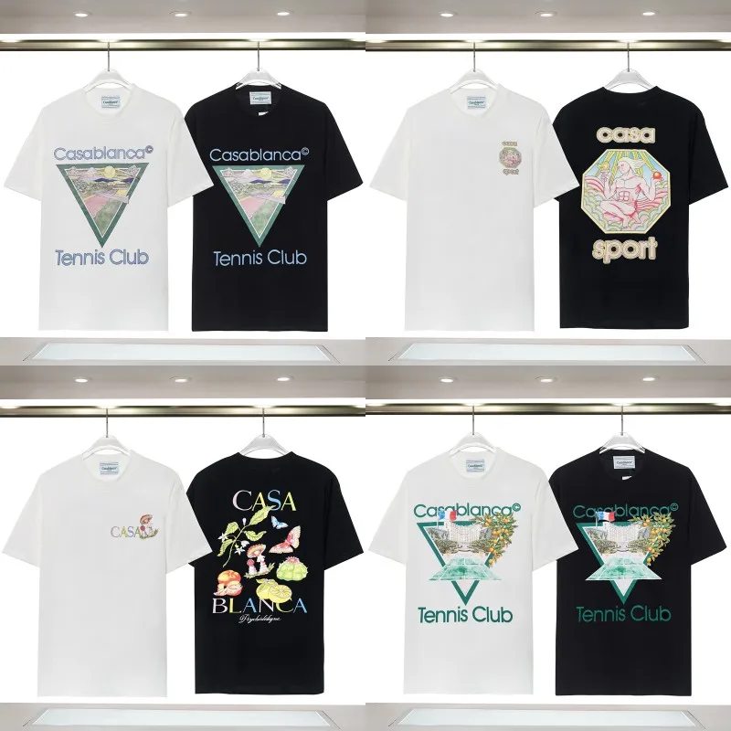 

23ss New Dropshipping CASABLANCA T-shirts High Quality Print Cotton Short Sleeve T Shirt for Men Women