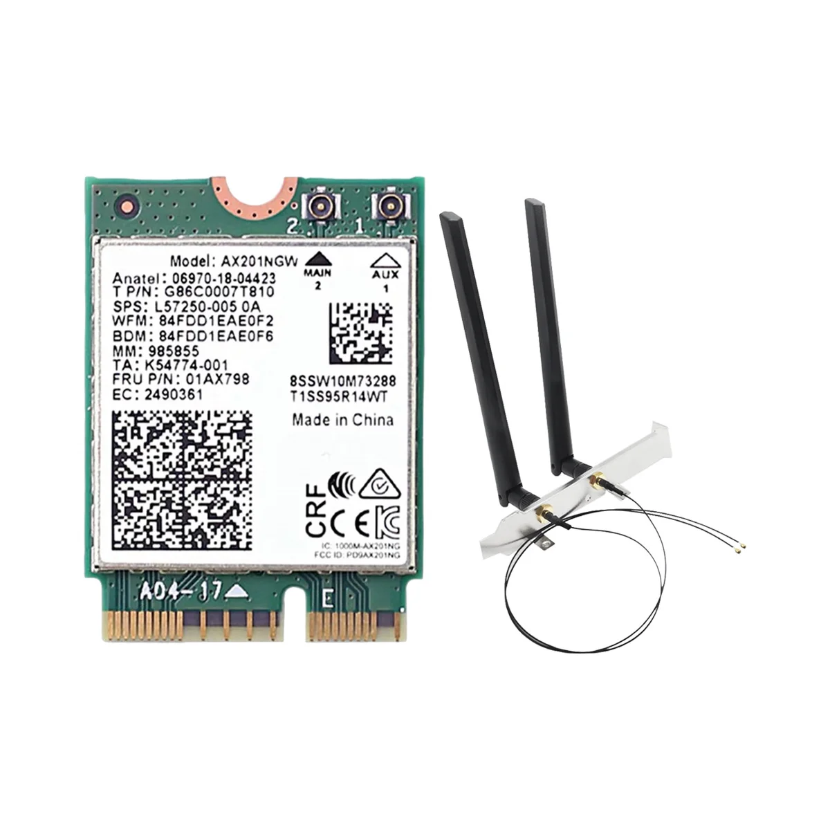 Scheda Wifi Ax201Ngw Con Antenna 2.4 Ghz + 5Ghz Wifi 6 3000Mbps M.2 Cnvio2 Bluetooth 5.1 Scheda Di Rete Wifi Per Win10