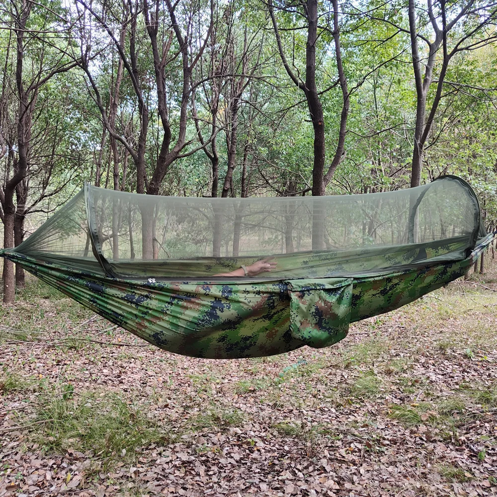 

Lighten Up Camping Hammock with Mosquito Net Pop-Up Light Portable Outdoor Parachute Hammocks Swing Sleeping Hammock campground