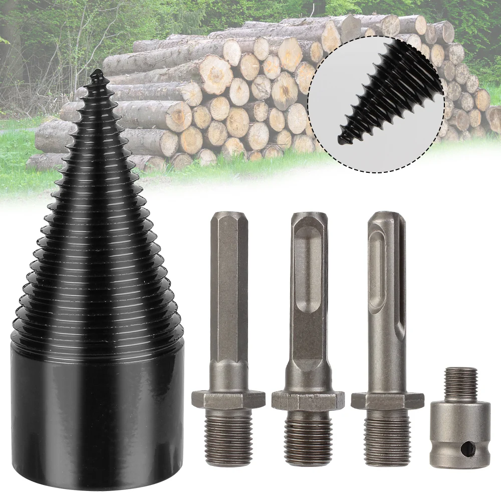 

Drilling Tool 42mm Round/Hex/Triangle Shank Wood breaker Wood Cone Reamer Punch Firewood Splitter Drill Bit