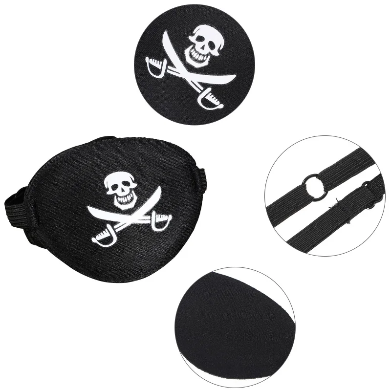 Description Picture 3 of itemAdult Pirate Eye Patch Skull Crossbone Eye Patch Eye Mask For Halloween Party Cosplay Black Eye Mask Pirate Style Eye Patch