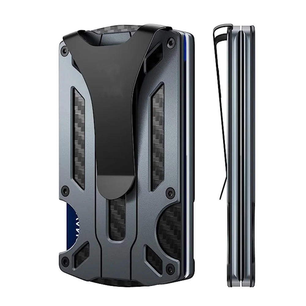 Men's Carbon Fiber Tactical Wallet with RFID-Blocking and Slim Aluminum Design