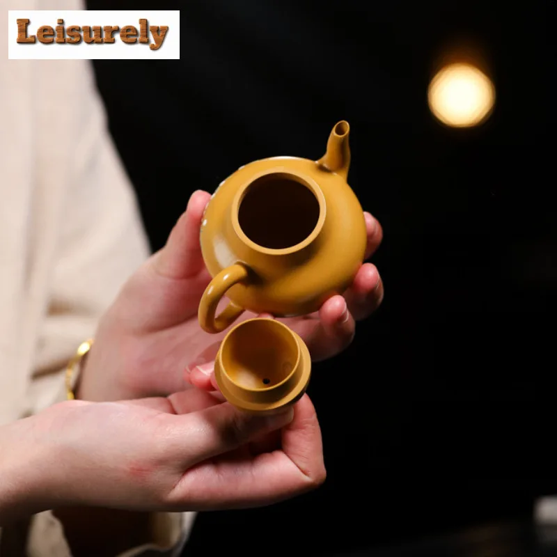 120ml Vintage Yixing Purple Clay Teapots Handmade Pot Raw Ore Gold Zhu Mud Tea Infuser Kettle With Filter Zisha Tea Set For Tea
