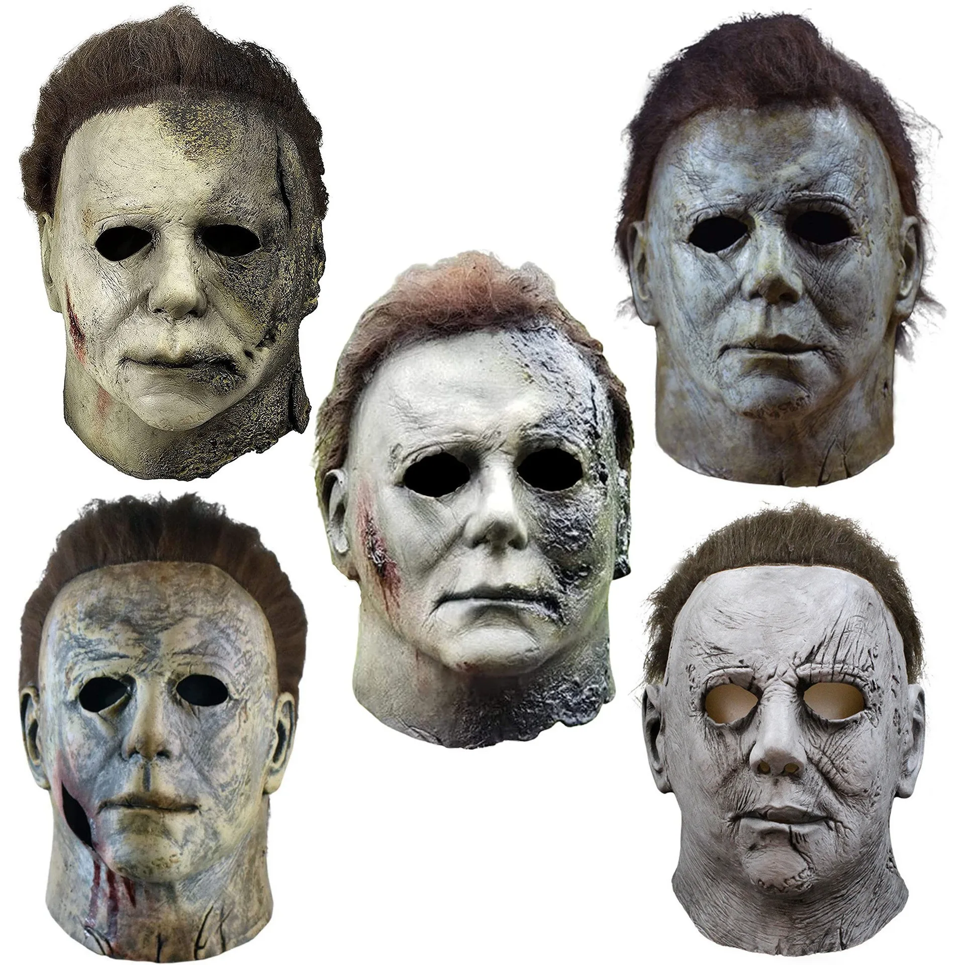 Halloween Michael Myers Mask Scary Killer Full Head Mask Creepy Fire Burn  Scar Latex F - AliExpress, image size:1920x1920