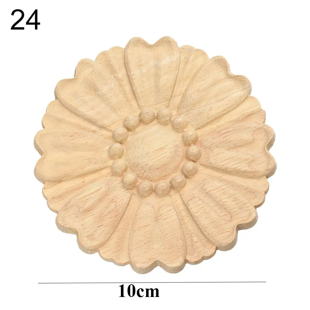 Natural Floral Carved Wooden Decorative Figurine Craft Frame and Corner Applique