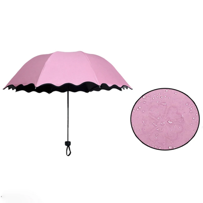 Red leaf Portable Manual Folding Umbrella Flowering Umbrella in Water Black Glue Coated Light Weight UV