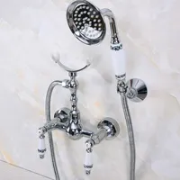 ชุดก๊อกน้ำฝักบัวอาบน้ำก๊อกน้ำในห้องน้ำโครเมี่ยมขัดเงาติดผนัง 2