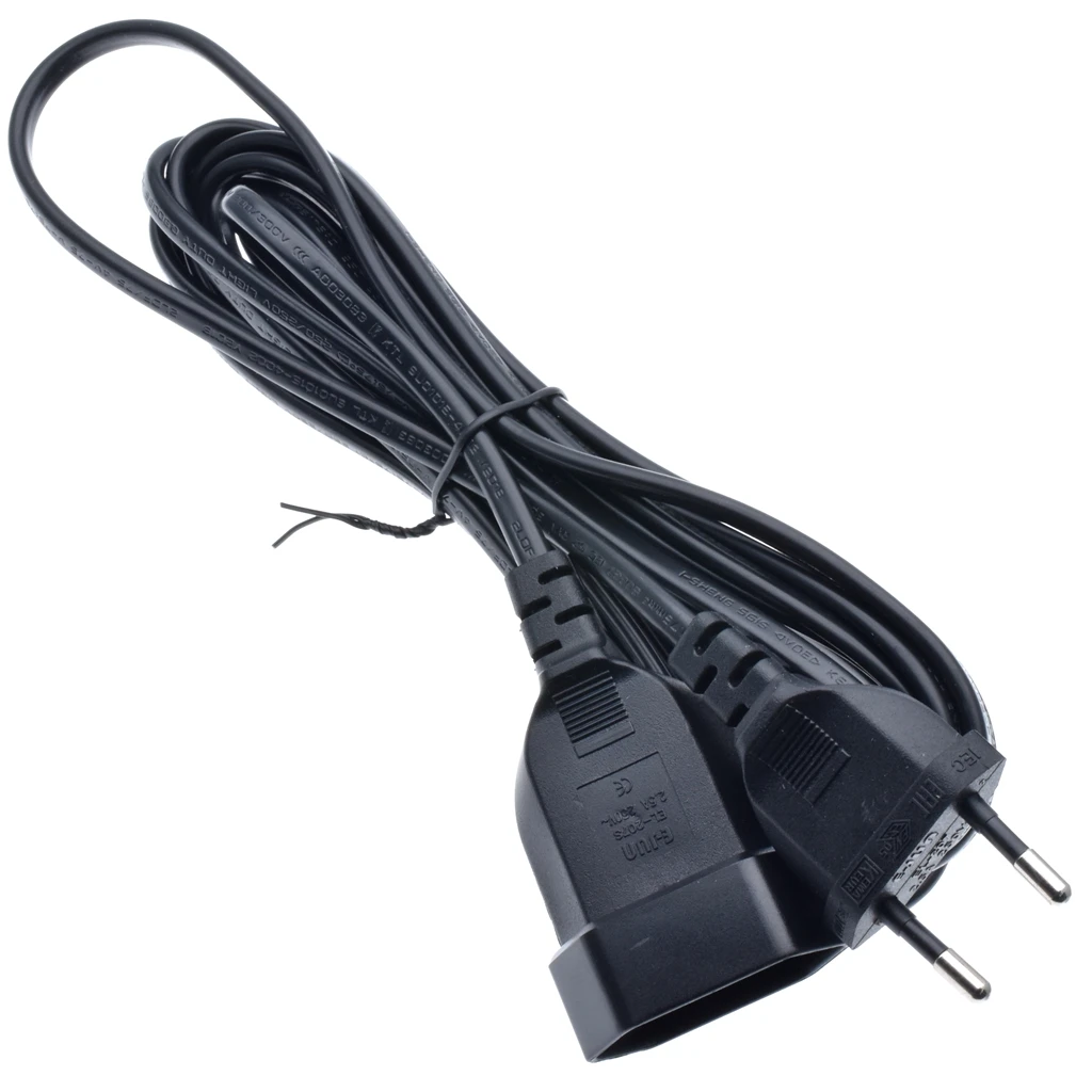 Premium European 2-Prong Power Extension Cord – VDE Certified Copper Cable, Multiple Lengths Available