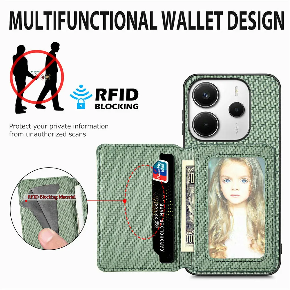 Magnetic Leather RFID Wallet Protective Phone Case & Back Cover