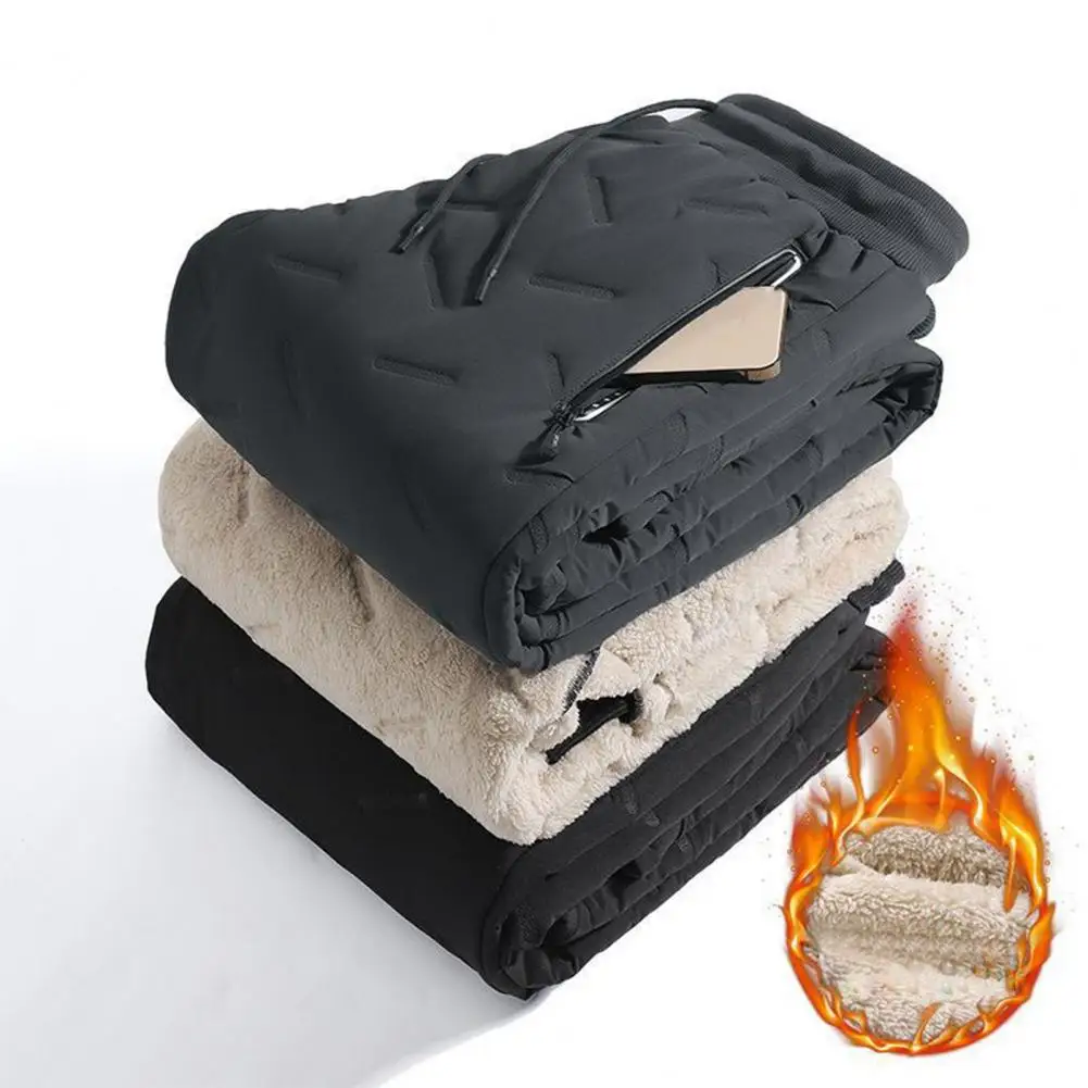 

Зимние теплые брюки из овечьей шерсти, мужские плотные флисовые термобрюки, мужские спортивные штаны для фитнеса и бега