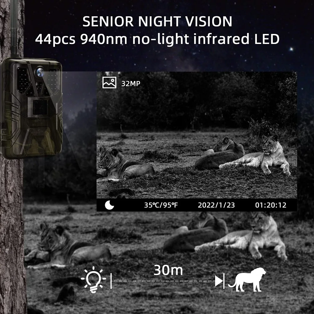 Outdoor 4K Live Video APP Control Trail Camera Cloud Service 30MP Hunting Cameras 4G Cellular Mobile IP66 Wildlife Night Vision hunting trail camera trail camera