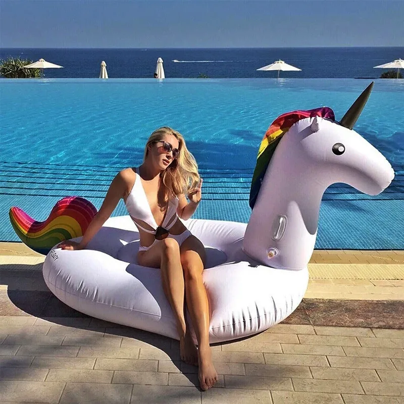 Inflatable Unicorn Mount Floating Bed PVC Adult Swan Water Floating Row Swimming Lap Recliner