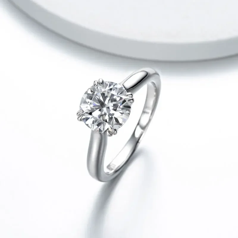 Moissanite Engagement Rings For Women Solid 925 Sterling Silver Round Cut Soitaire Wedding Ring VVS D Color GRA Certifiacte