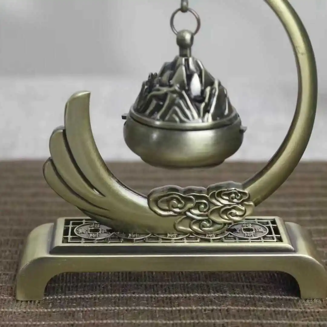Creative Mini Aromatherapy Incense Burner, Home Indoor Zen Tea Ceremony Decorations, Metal Swan Shape Small Hanging Furnace, 1Pc