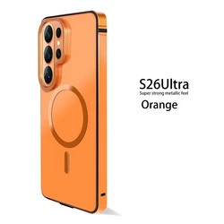 Magnetic Aluminum Metal Frame Case with Hybrid Bumper Alloy Protective Cover for Magsafe Compatibility (Orange)