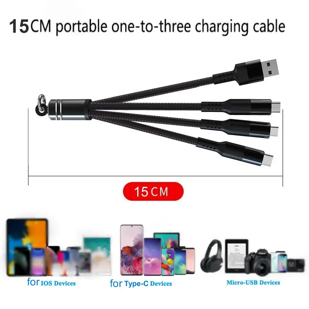 Compact USB Multi Charging Keychain: 3-in-1 Charger Cord