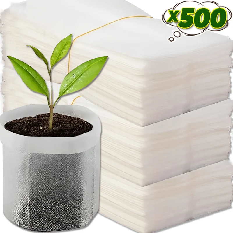 100/500PCS Biodegradable Nursery Grow Bags Non-woven Plants Seed Grow Pockets Garden Flower Vegetable Seedling Care Accessories 1