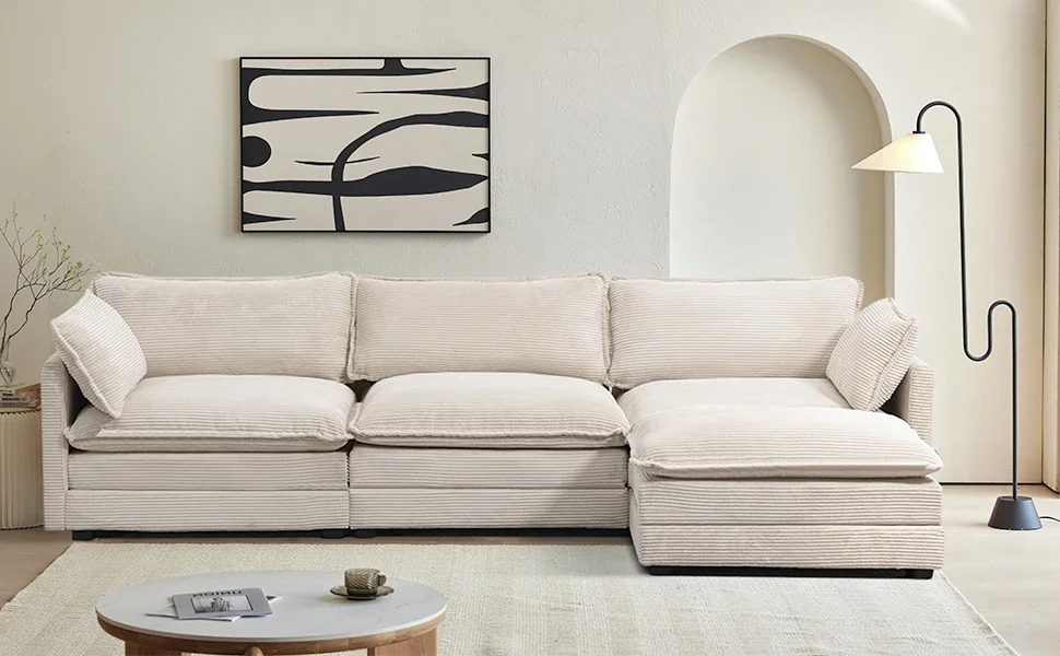 Description Picture 5 of itemOversized Modular Sectional Sofa,112 Inch 4 Seat Modern Corduroy Sofa Set, Convertible L Shaped Couch for Living Room and Office