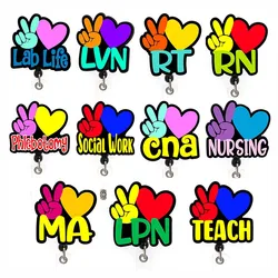 Acrylic Medical LPN CNA MA RN RT LVN Nurse Badge Reel Retractable ID Badge Holder With 360 Rotating Alligator Clip Name Holder