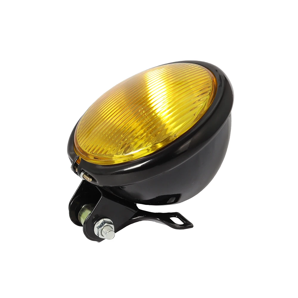 For Honda Harley Suzuki Kawasaki Retro Metal Universal Motorcycle Headlight Round with Holder Electroplate