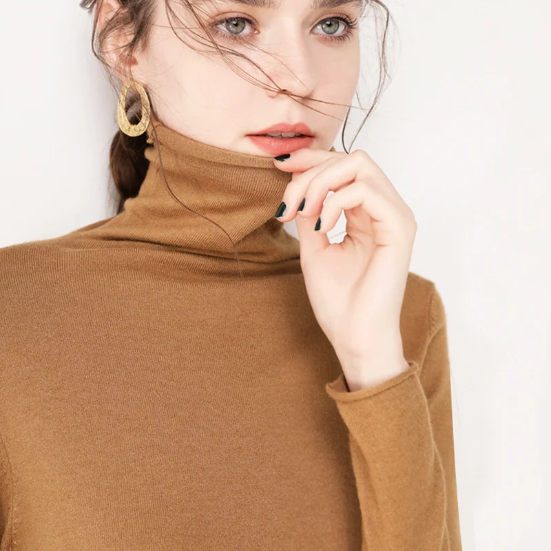

Cashmere Sweater Women 2022 Autumn Winter Pullover Turtleneck Curled Jumper Loose Femme Basic Curled Warm Knitted Sweaters