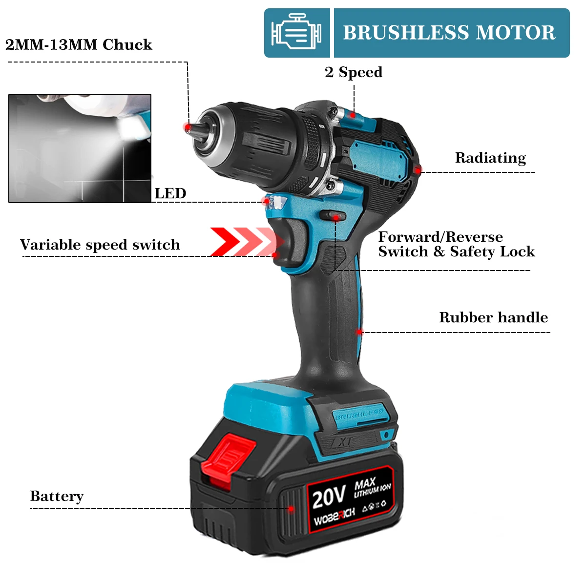 Combo Kits Power Tools Sets Brushless Electric Cordless Impact Drill Angle Grinder Electric circular saw With 2x Battery