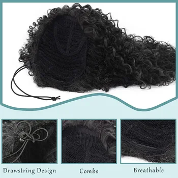 Sylhair Drawstring Curly Ponytail Extension for African Women Afro Kinky Curly Hair Pieces Synthetic Heat Resistant - Image 4