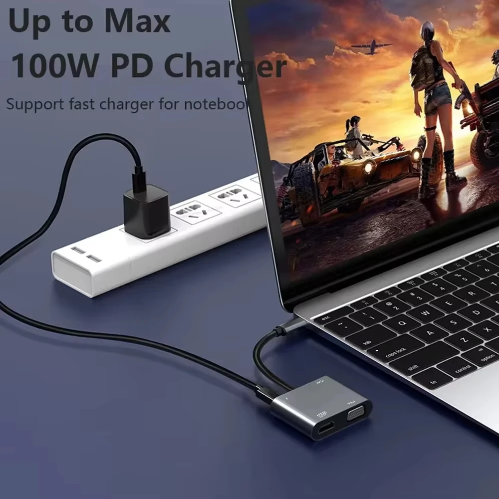 4-in-1 USB C ŷ ̼ TYPE-C-VGA HDMI  USBC  3.0 PC Ʈ Macbook  5G  OTG  й PD