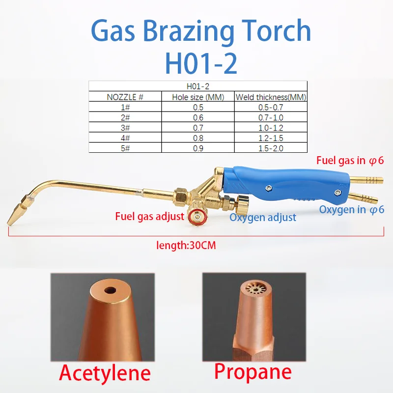 H012 Gas Brazing Injection Style Manual Welding Torch Oxygen Propane