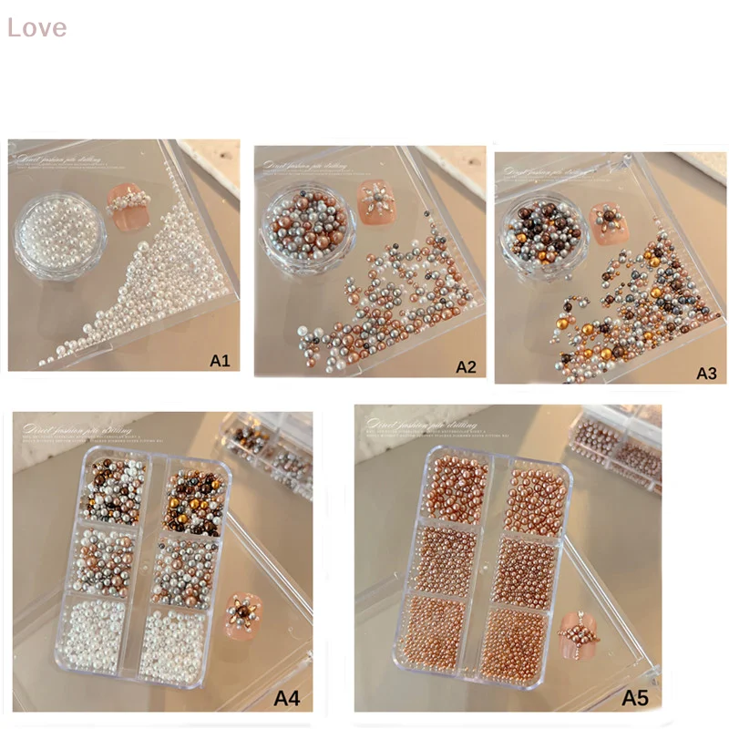 네일 참 장식 진주 장식 혼합 사이즈 컬러풀 백 DIY 착용 가능한 네일 라운드..