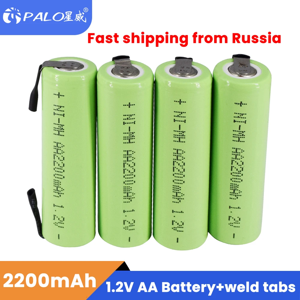 

PALO NI-MH 1.2V AA Rechargeable Battery NIMH Cell Green Shell with Welding Tabs for Philips electric shaver razor toothbrush