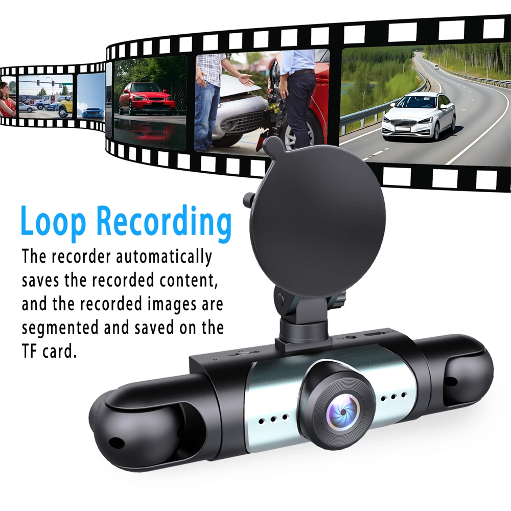 1080P Car DVR 4-Channel with Full HD Display Front Rear Night Vision Camera 24H Parking Monitoring Car DashCam