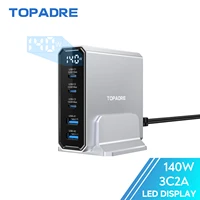 140W USB C 5-Ports Charging Station with Display, Max 100W USB Hub Laptop Charger Compatible with MacBook ,iPhone ,Samsung