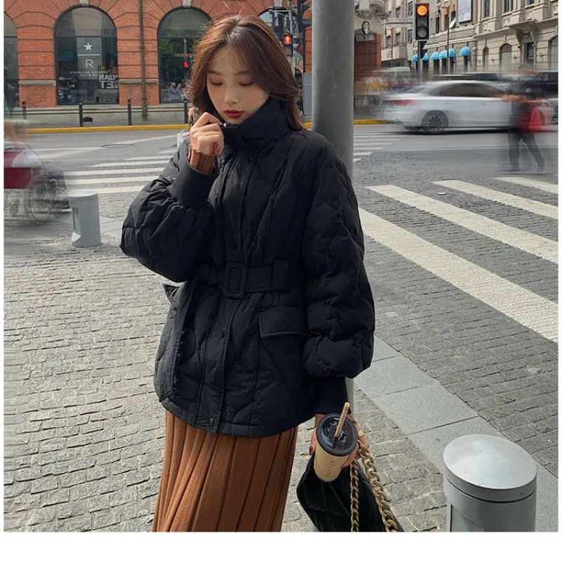 Casual Fashion Women Winter Hooded Coat Long Slim Warm Jacket Down Cotton Padded Jacket Outwear Parkas Elegant Lace Up 2023 New