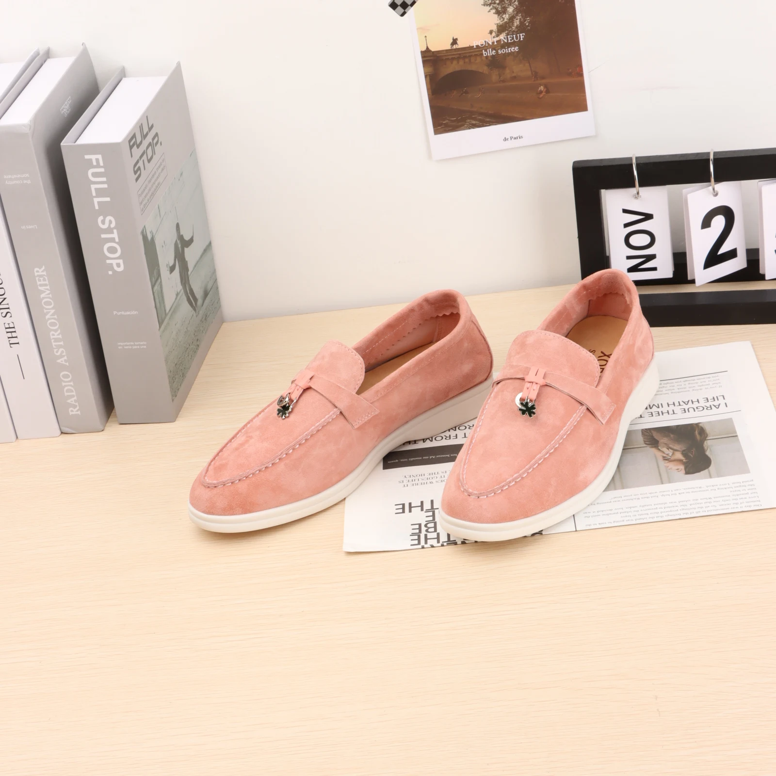 EAEOVNI luxurious Shoes Heels Adult Kid Suede None Women Stitching Loafers Pumps Women's Shoes Heel Cheap Price 6