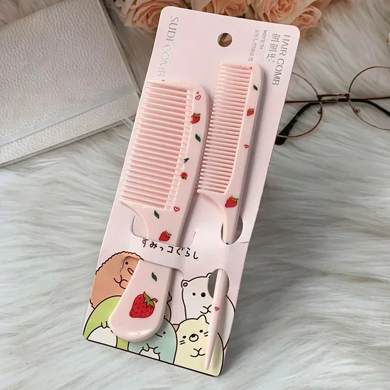 Cute Kids Hair Comb Set Anti-static Strawberry Comb for Girls Portable Hairdressing 2pcs