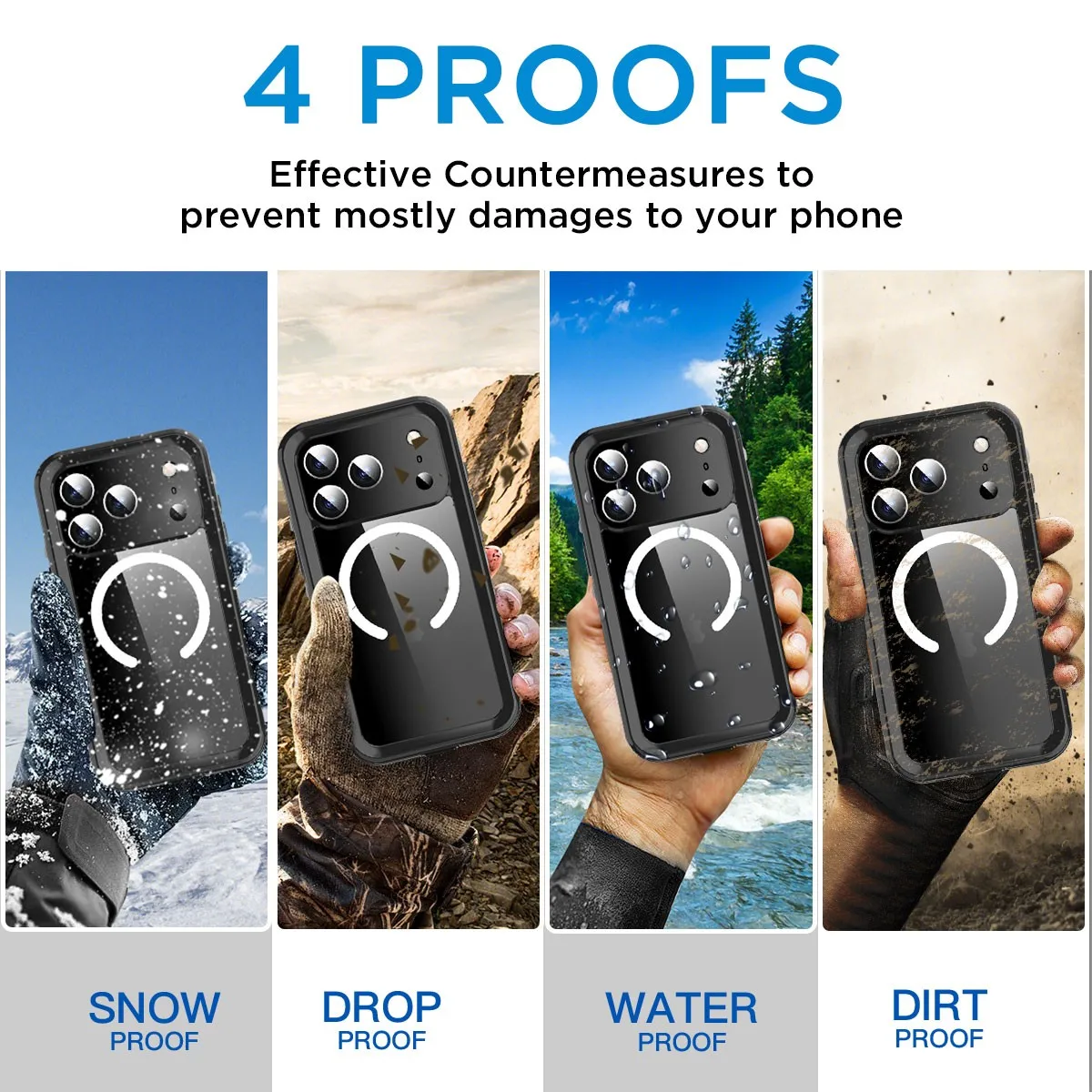 Magnetic Clear Waterproof Shockproof Protective Case