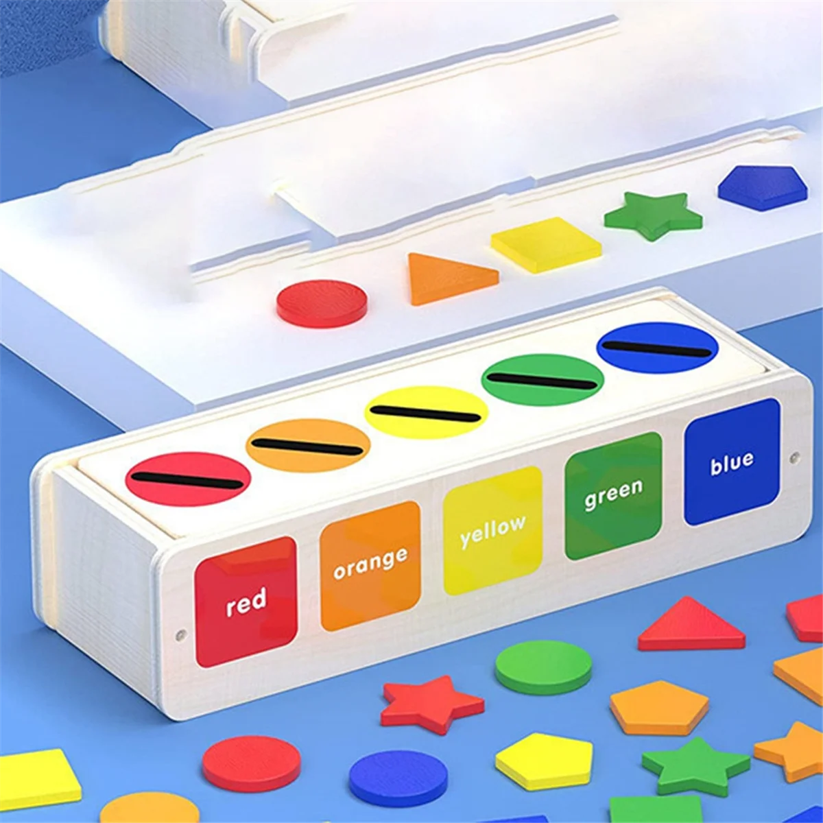 A72I Toys Color&Shape Sorting Learning Matching Box for Baby Toddlers 1-3 Year Old,B