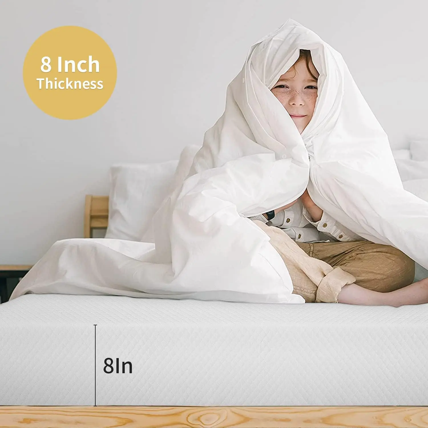 8 Inch Twin Gel Memory Foam Mattress Fiberglass Free/-US Certified/Bed-in-a-Box/Cool Sleep & Comfy Support