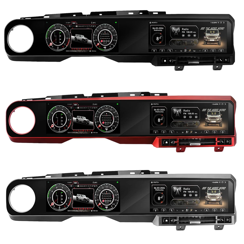 

Digital Cluster For Jeep Wrangler JL Gladiator 2018-2021 Car Radio Android 11 Long Strip QLED Screen Multimedia Player Head Unit