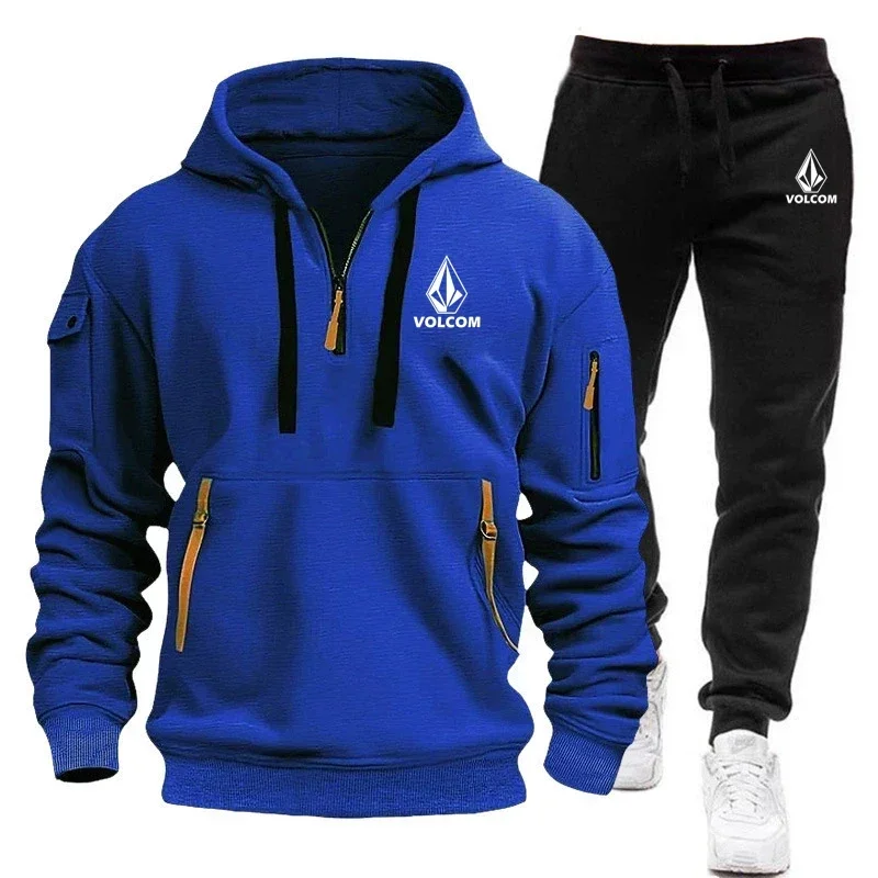 men's new autumn and winter multi pocket sports suits, outdoor fashion hooded half zip sports sweaters and jogging pants Men's New Autumn and Winter Multi-pocket Sports Suits, Outdoor Fashion Hooded Half-zip Sports Sweaters and Jogging Pants 5