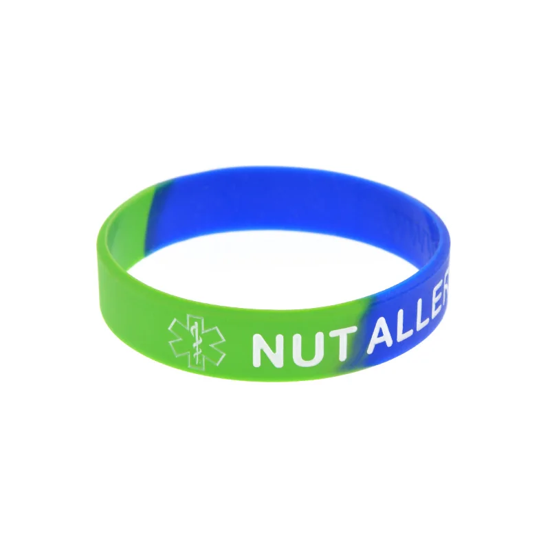 1PC/5PCS Nut Allergy Silicone Rubber Wristband Subsection Color 2 Sizes 2
